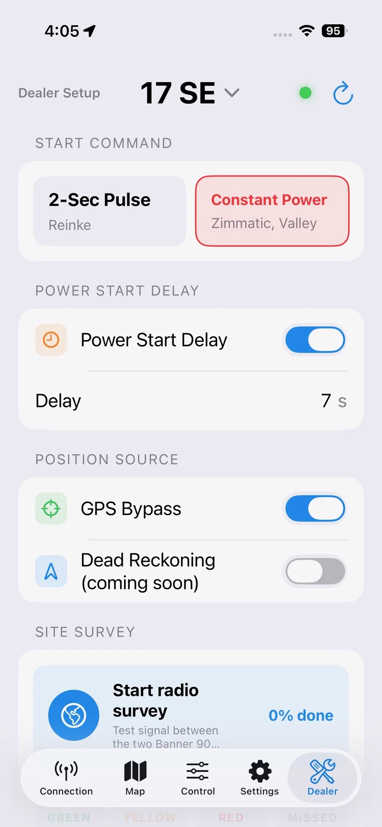Dealer setup in Pivot Control PLC for iPhone